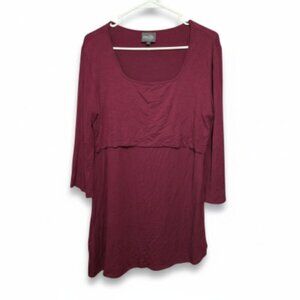 Milk Nursingwear Maroon Top Pullover Asymmetrical Hem Mom Large READ AD